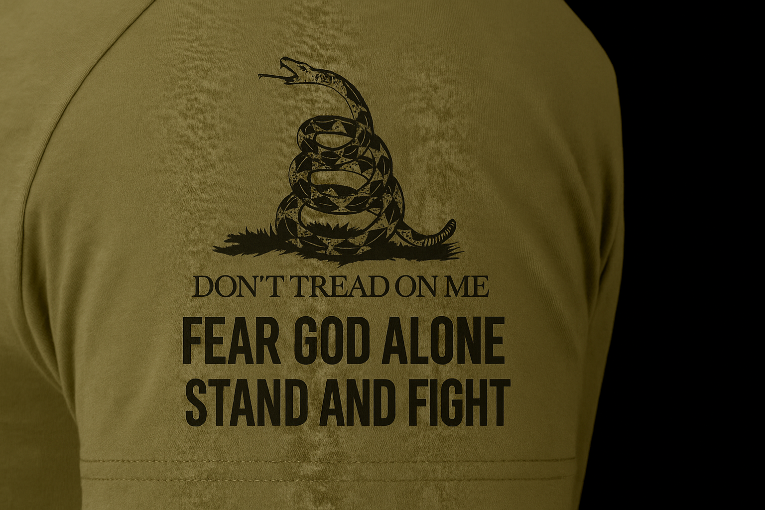 Muted black Gadsden sleeve with creed text