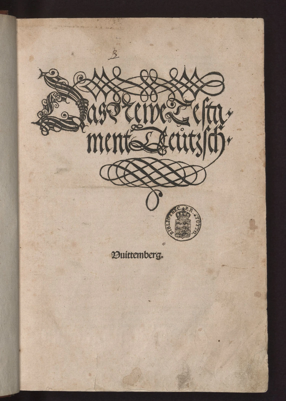 The title page of the September Testament, Martin Luther's 1522 German New Testament, carrying only the title and the word Wittenberg.
