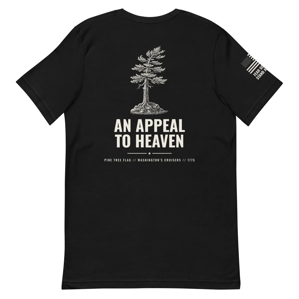 An Appeal to Heaven shirt in Black, back view