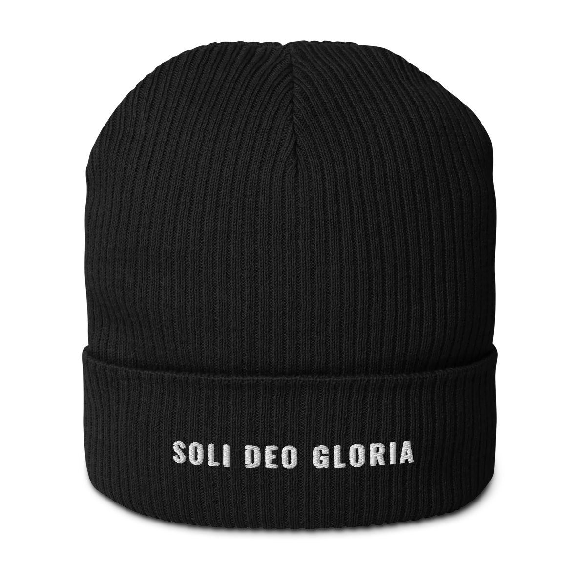 Soli Deo Gloria Beanie in Black, front view