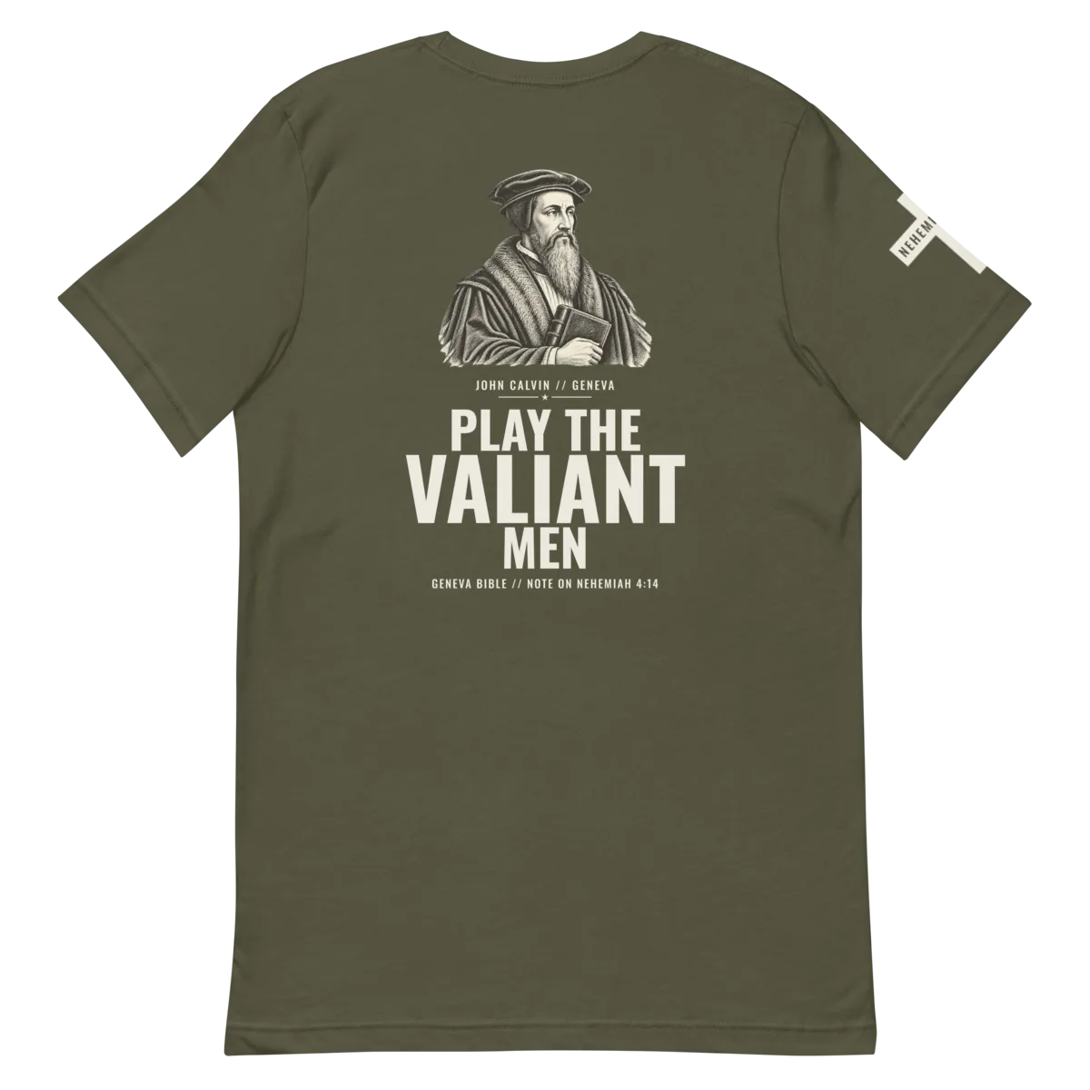 John Calvin shirt in Military Green, back view