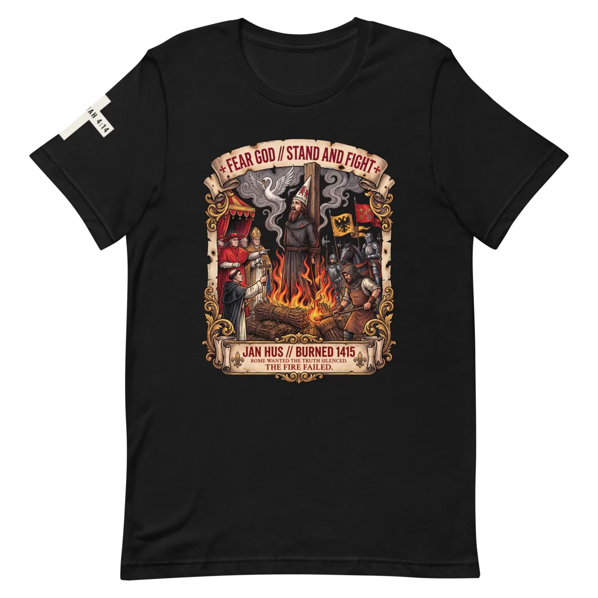 Jan Hus shirt in Black, front view
