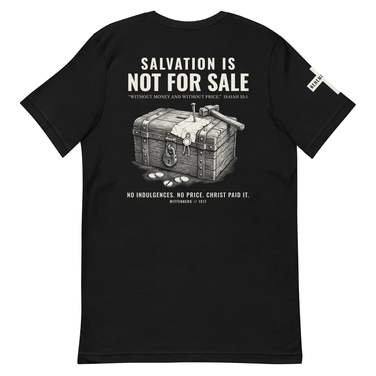 Salvation Is Not for Sale shirt in Black, back view